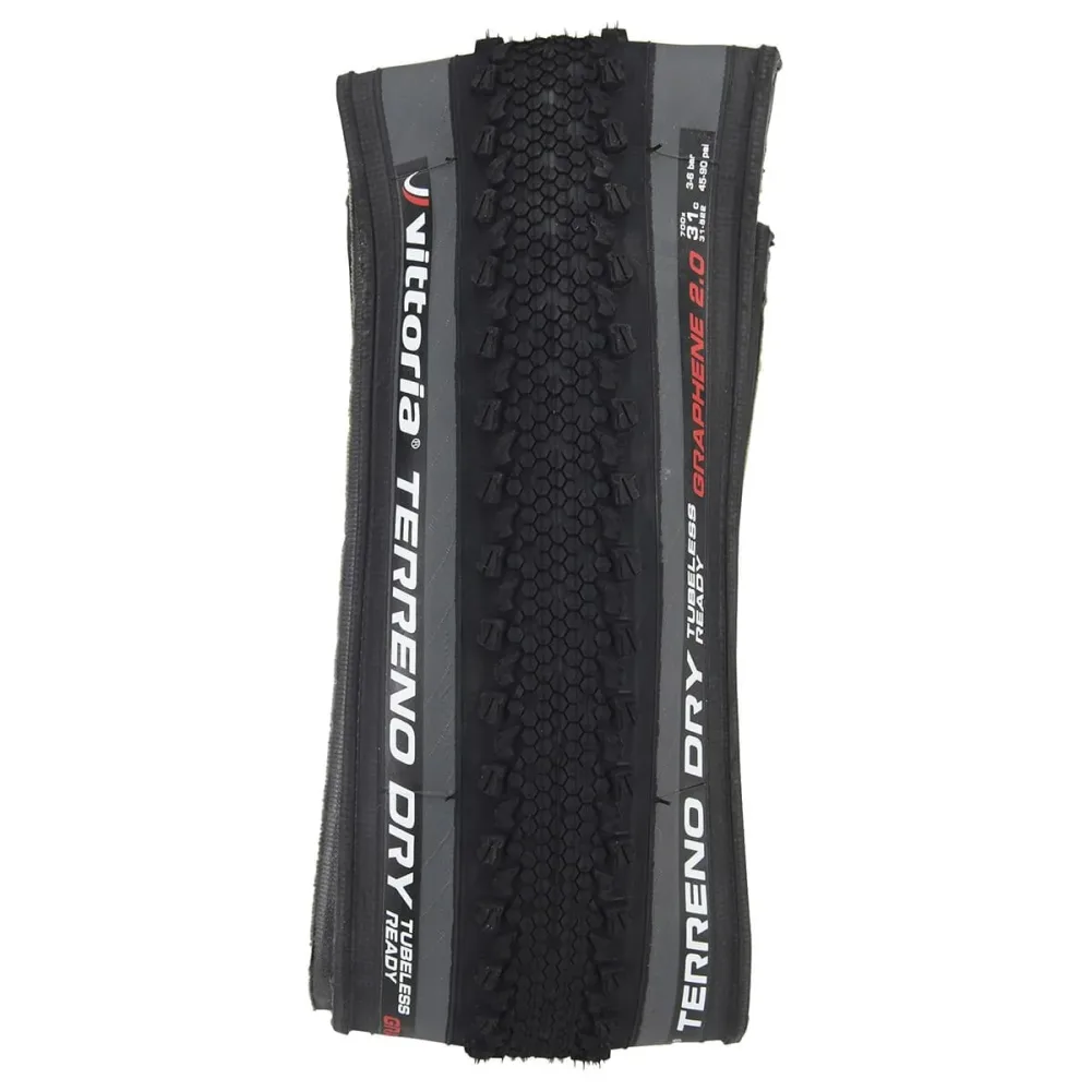 Pneu VITTORIA TERRENO DRY CX ENDURANCE Graphene G2.0 700x31c Tubeless Ready Gris Pneu VITTORIA TERRENO DRY CX ENDURANCE Graphene G2.0 700x31c Tubeless Ready Gris