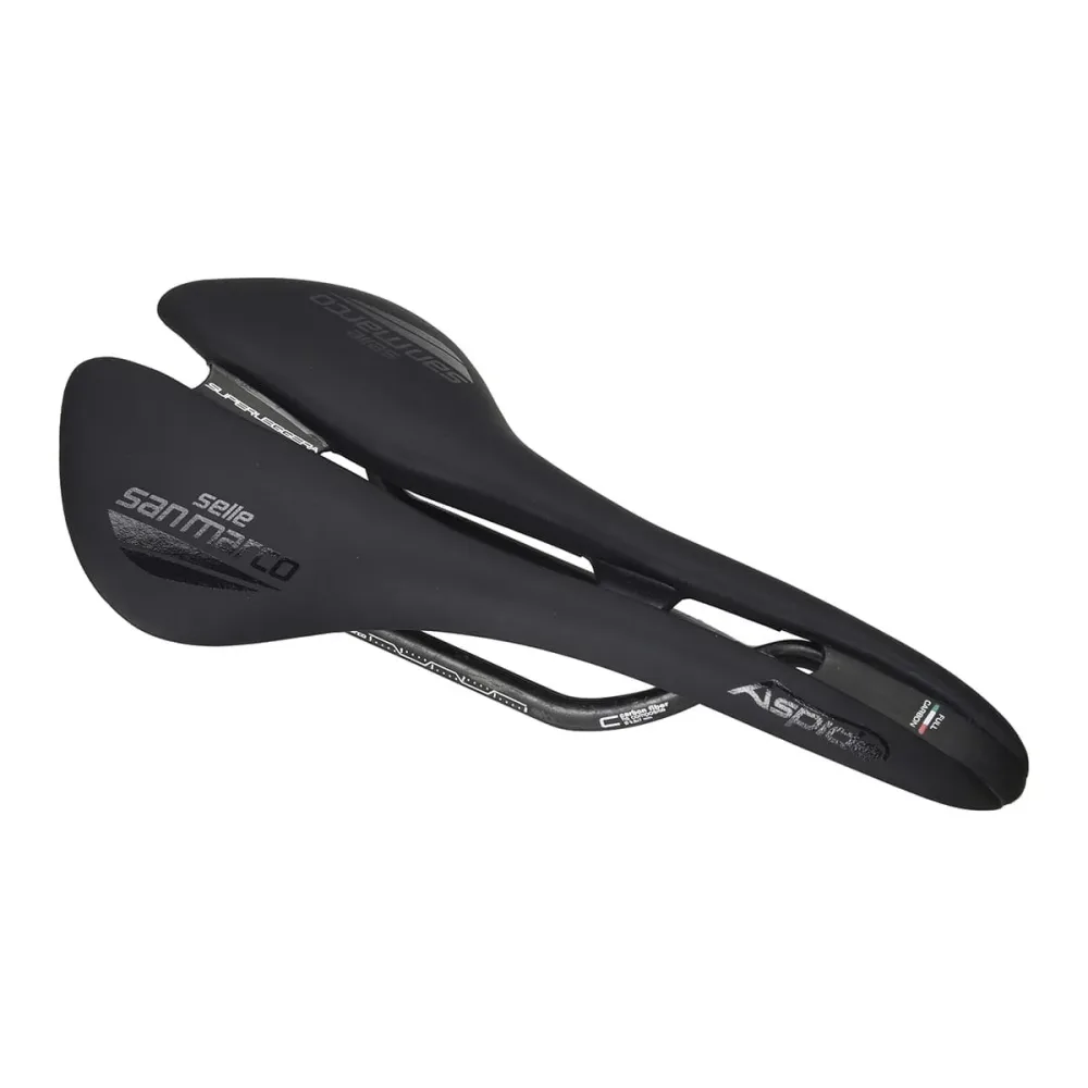 Selle SAN MARCO ASPIDE SUPERLEGGERA OPEN FIT WIDE Rails Carbone