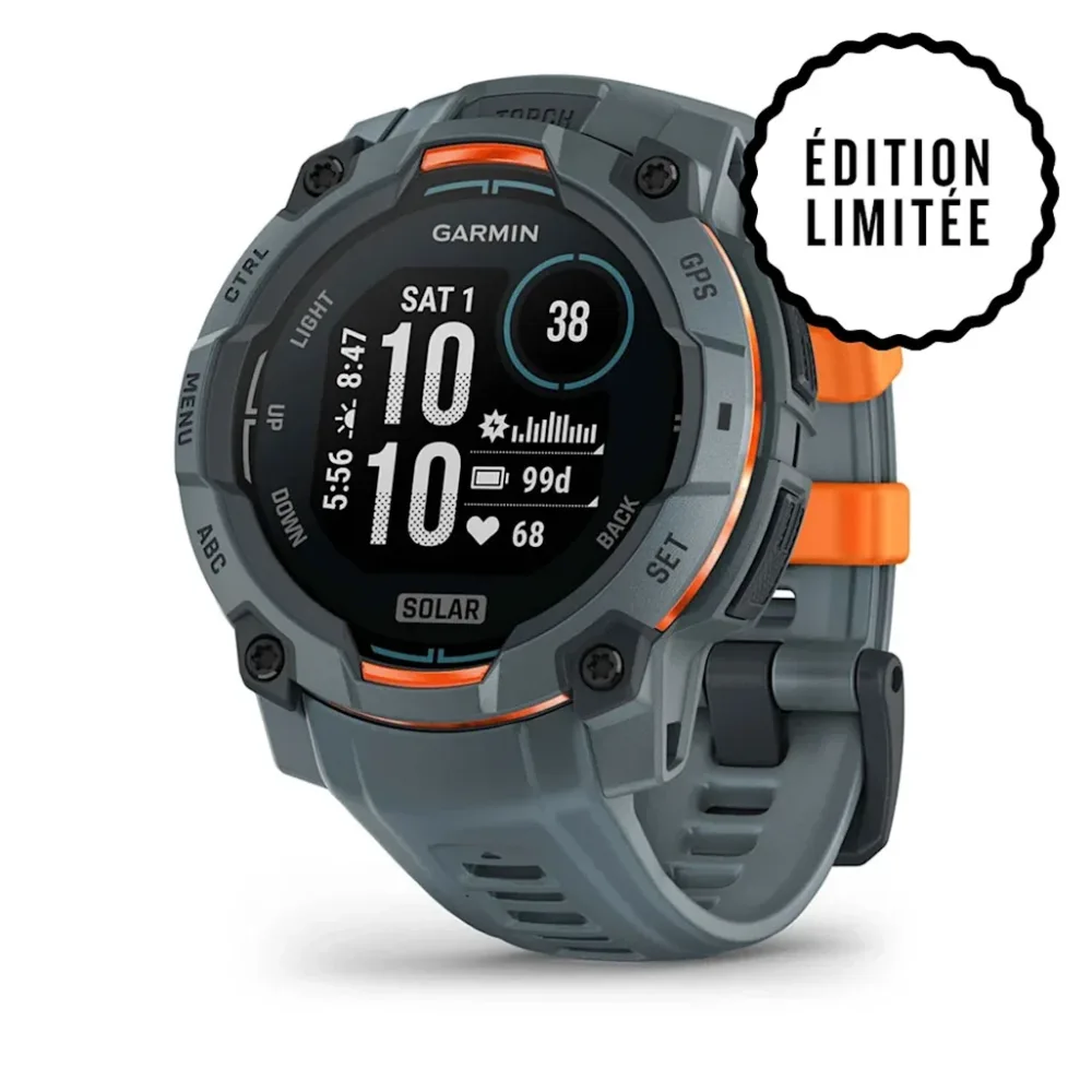 Montre GPS Garmin Instinct 3 Solar - 45 mm Bleu crépuscule avec bracelet bleu crépuscule