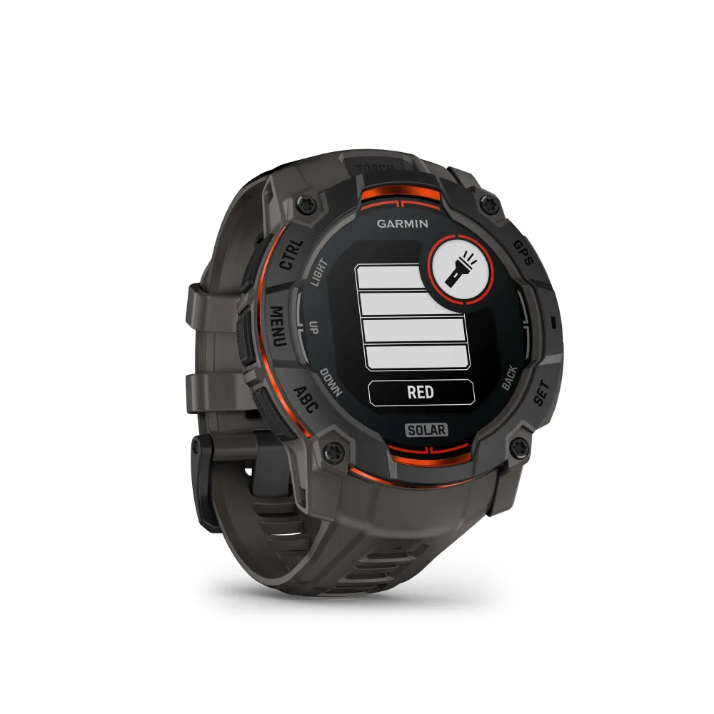 Montre GPS Garmin Instinct 3 Solar - 50 mm Noir avec Bracelet en Silicone Gris Charcoal – Image 2
