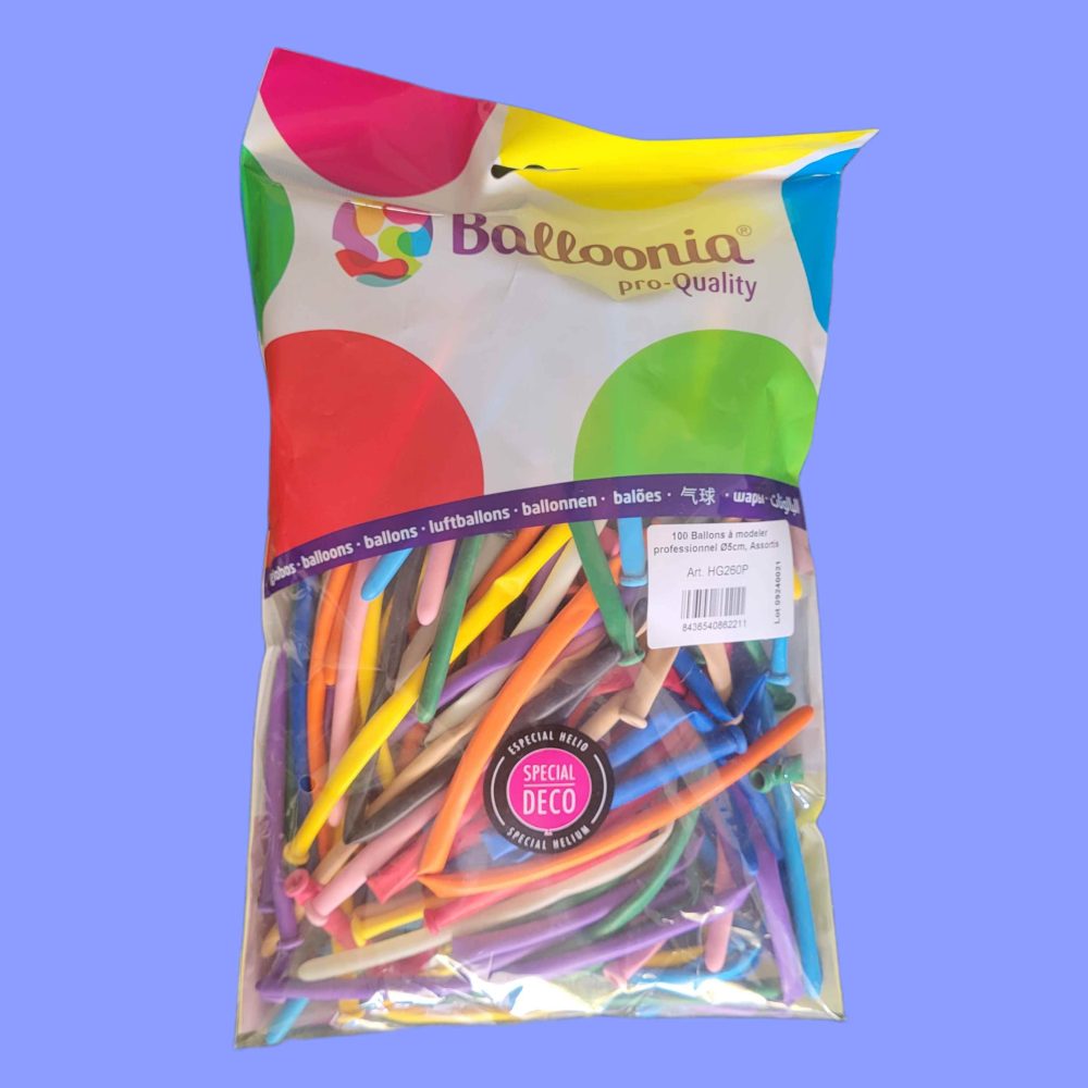 100 ballons à modeler 260 assortiment Balloonia – Image 3