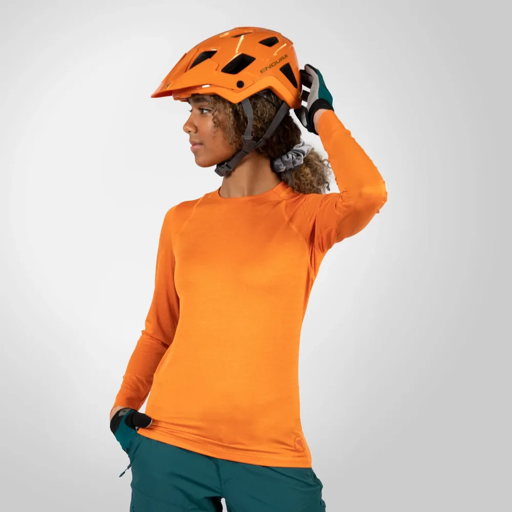 Maillot ENDURA SINGLETRACK Femme Manches Longues Orange – Image 3