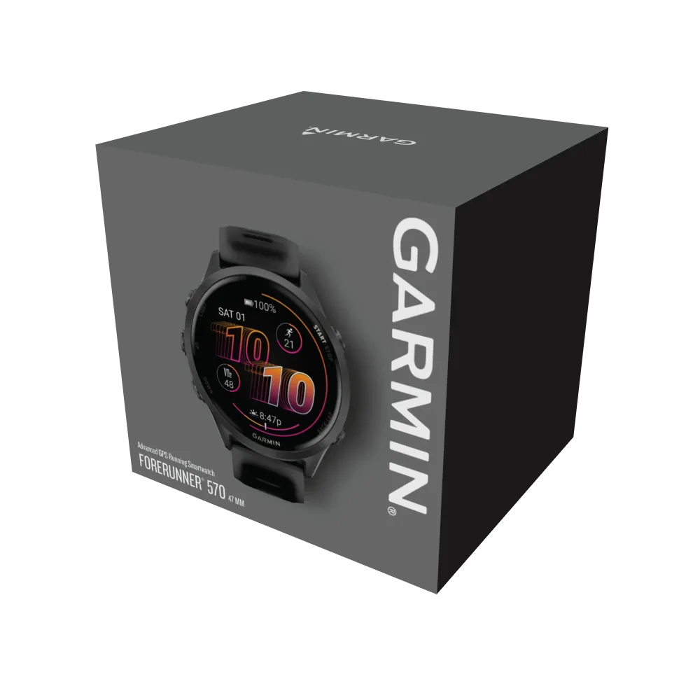 NEW Forerunner 570 - 47mm Aluminium Slate avec bracelet noir translucide/noir – Image 2