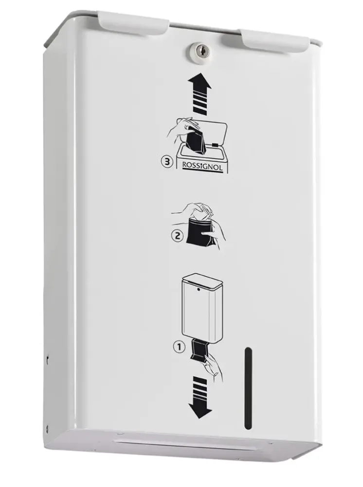 Distributeur et poubelle féminine murale 10L