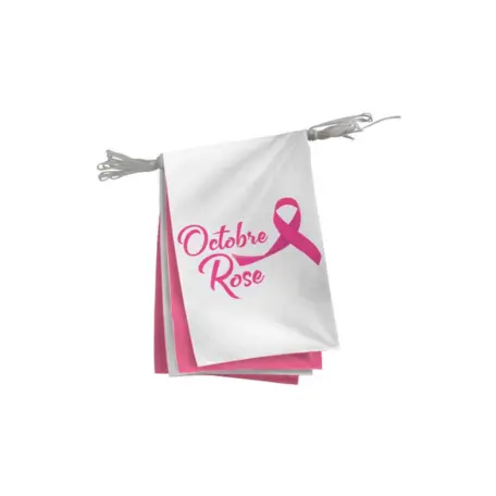Guirlande en tissu 20 fanions alternés octobre rose / uni rose – Image 2