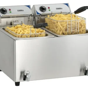 Friteuse électrique avec vanne de vidange 2 x 10 litres Friteuse électrique avec vanne de vidange 2 x 10 litres