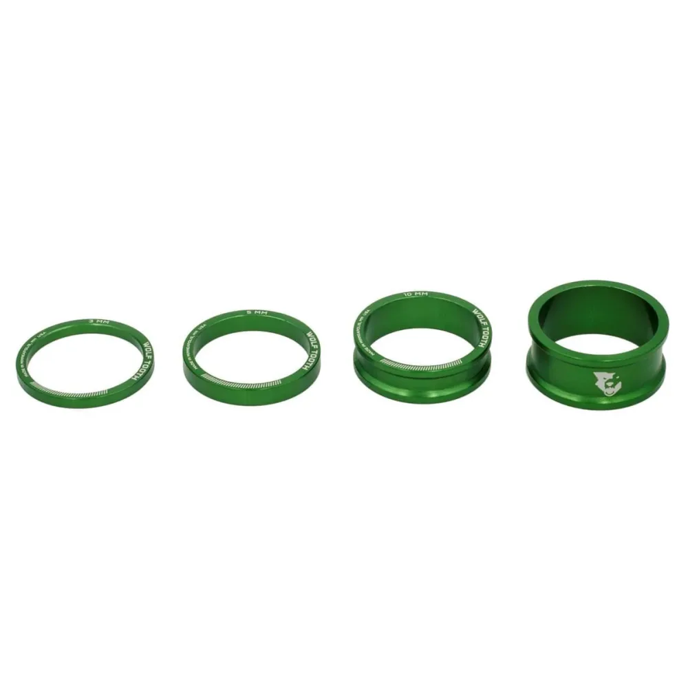 Kit d’Entretoises de Direction WOLF TOOTH Aluminium 4 pièces 1″1/8 Vert Kit d’Entretoises de Direction WOLF TOOTH Aluminium 4 pièces 1″1/8 Vert