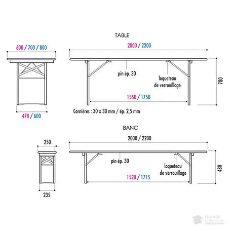 Ensemble brasserie cornière 200 x 70 cm – Image 2