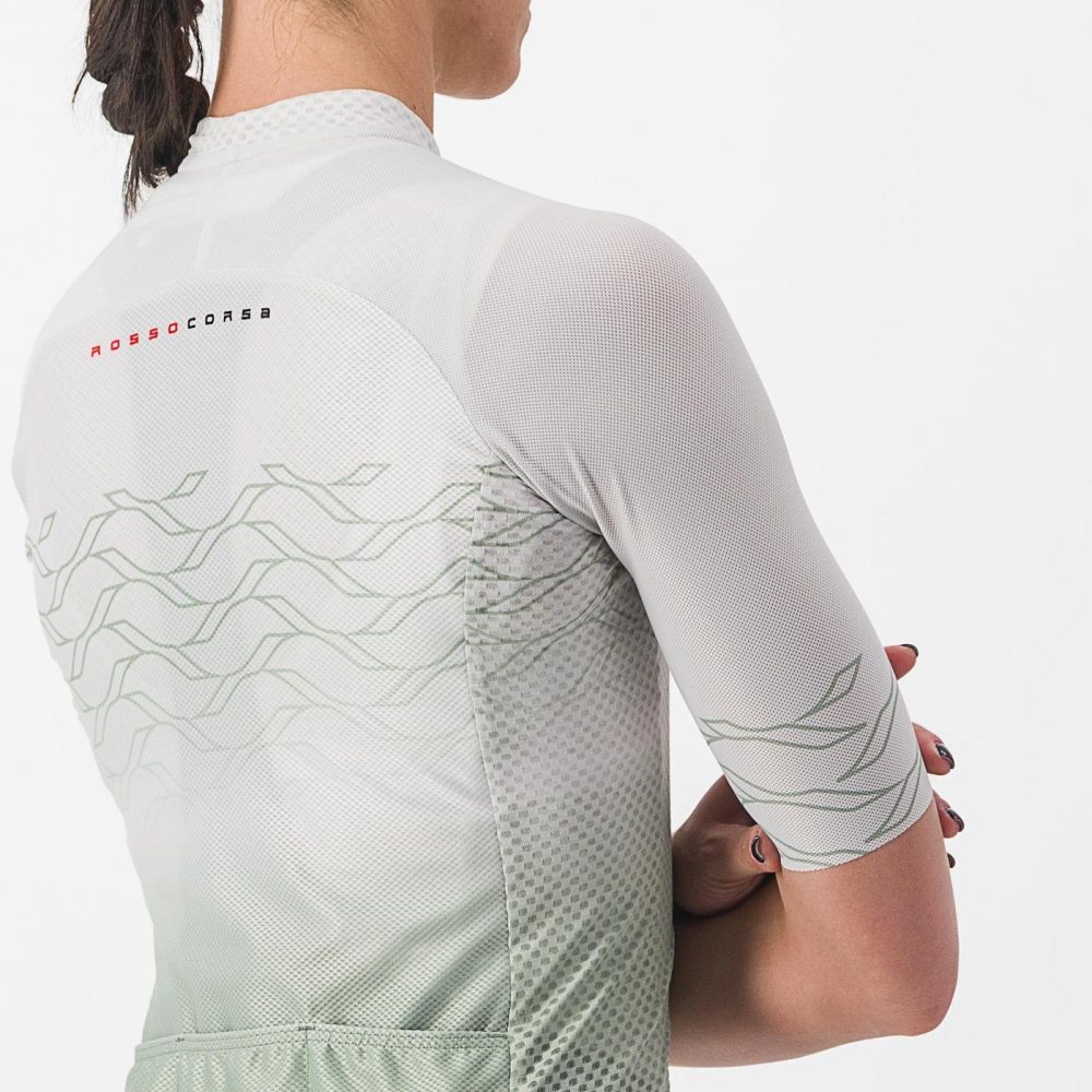 Maillot CASTELLI CLIMBER'S 2.0 W Femme Manches Courtes Gris/Vert – Image 3
