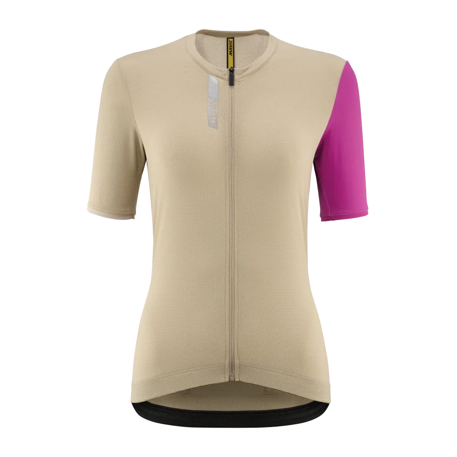 Maillot MAVIC ESSENTIAL Manches Courtes Femme Beige/Fuschia