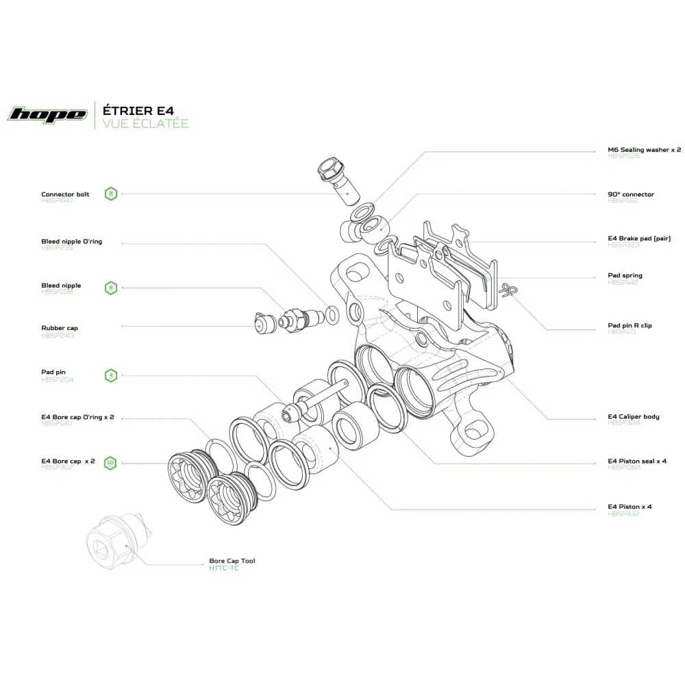 Etrier de Frein Hydraulique HOPE E4 Noir – Image 2