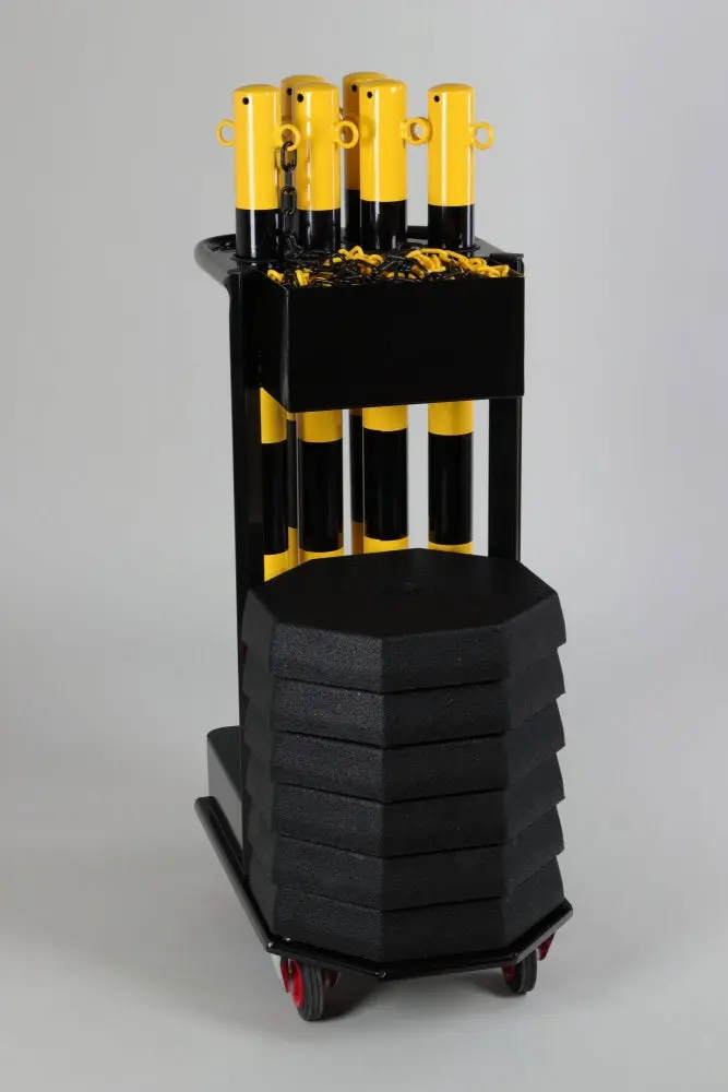 Chariot de transport avec poteaux à chaînes jaune-noir – Image 3