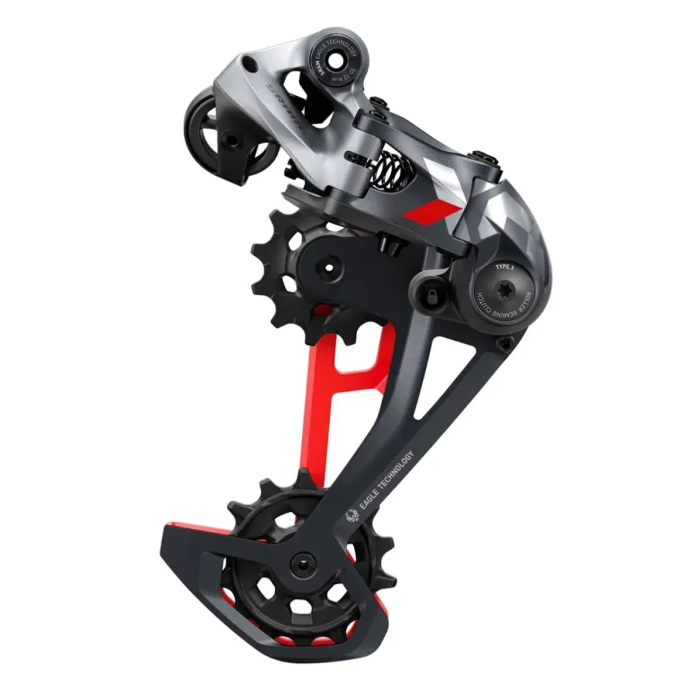 DERAILLEUR ARRIERE SRAM X01 EAGLE 12V ROUGE et GRIS MAX 52 DENTS DERAILLEUR ARRIERE SRAM X01 EAGLE 12V ROUGE et GRIS MAX 52 DENTS