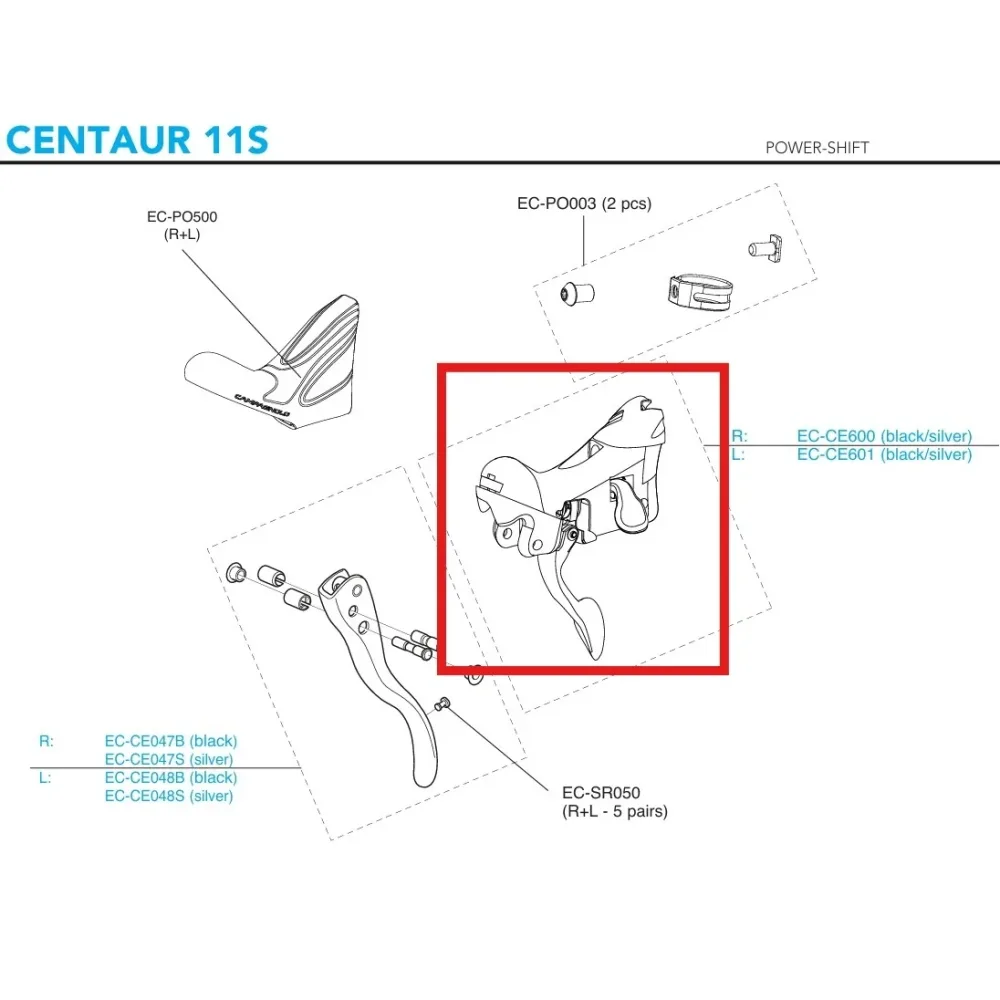 Corps de Manette Gauche CAMPAGNOLO CENTAUR 11V 2018 Frein sur Jante – Image 2