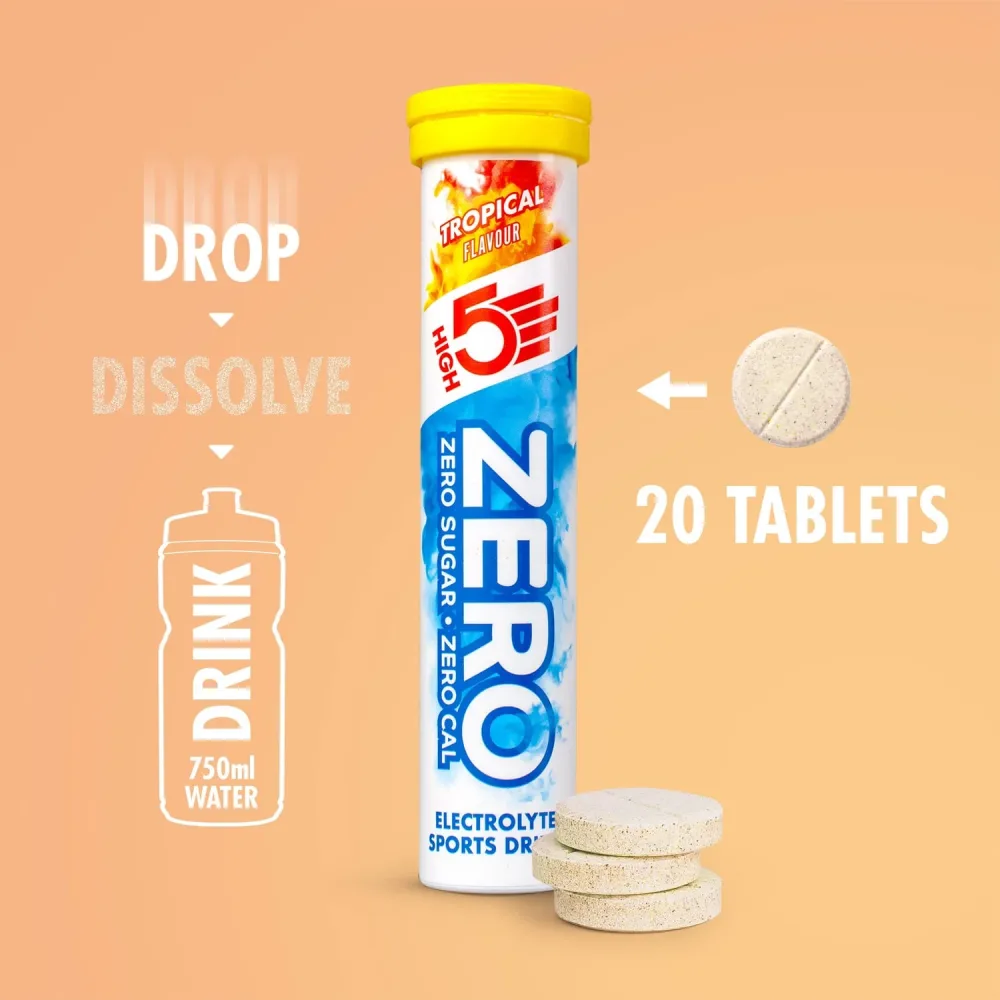 Pastilles d'Hydratation Electrolytes HIGH5 ZERO (x20) Tropical – Image 3