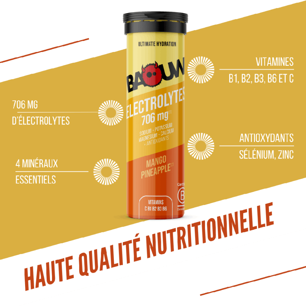 Boisson Énergétique BAOUW (Tube de 10 Pastilles) Mangue/Ananas – Image 2