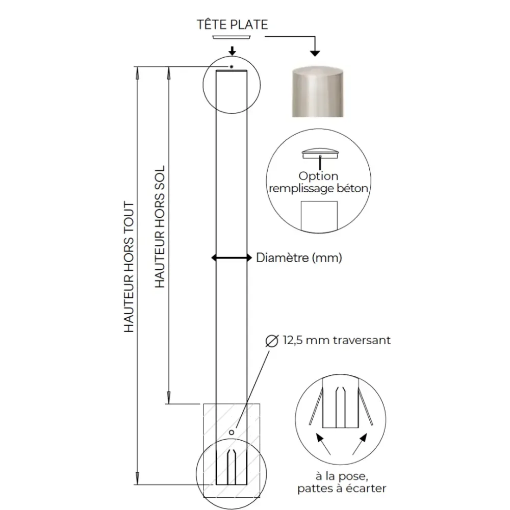 Potelet en inox sur platine - Andria – Image 2