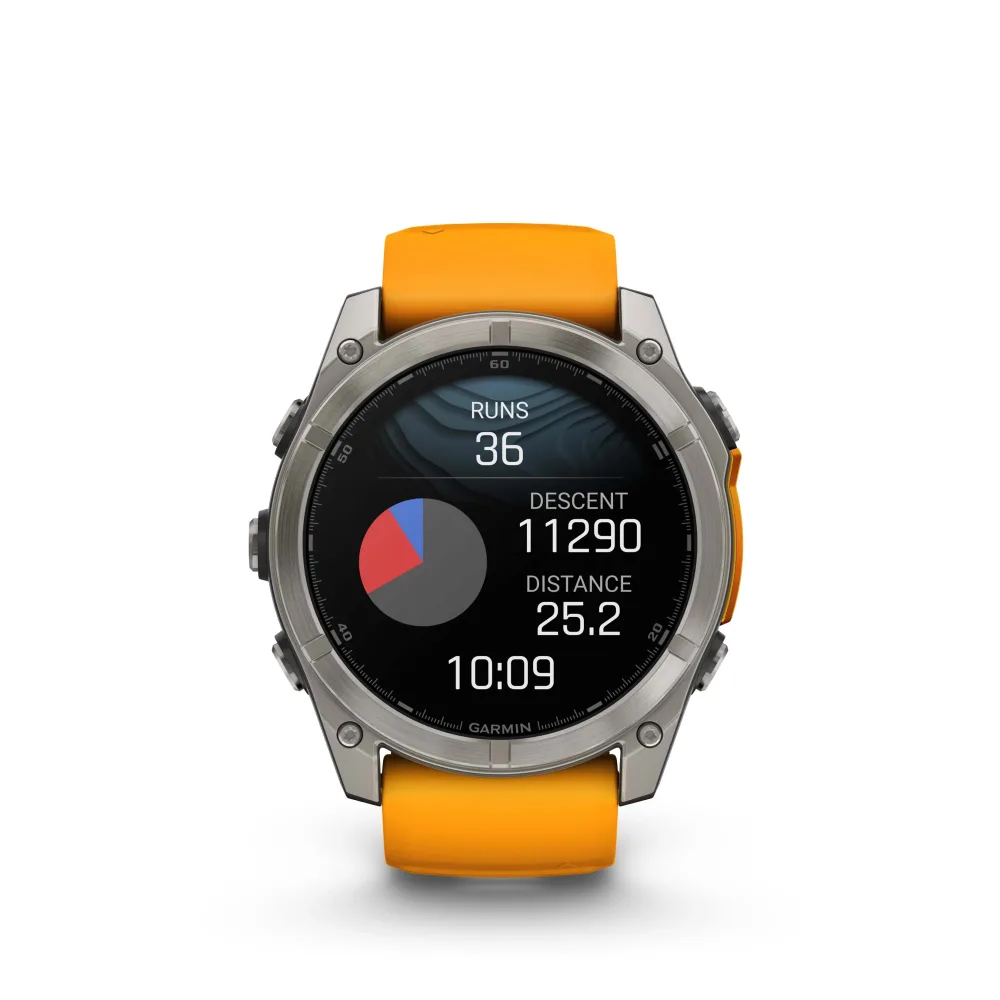 Montre GPS Garmin Fénix 8 AMOLED - 51 mm Sapphire Titane avec Bracelet en Silicone Orange Graphite – Image 3