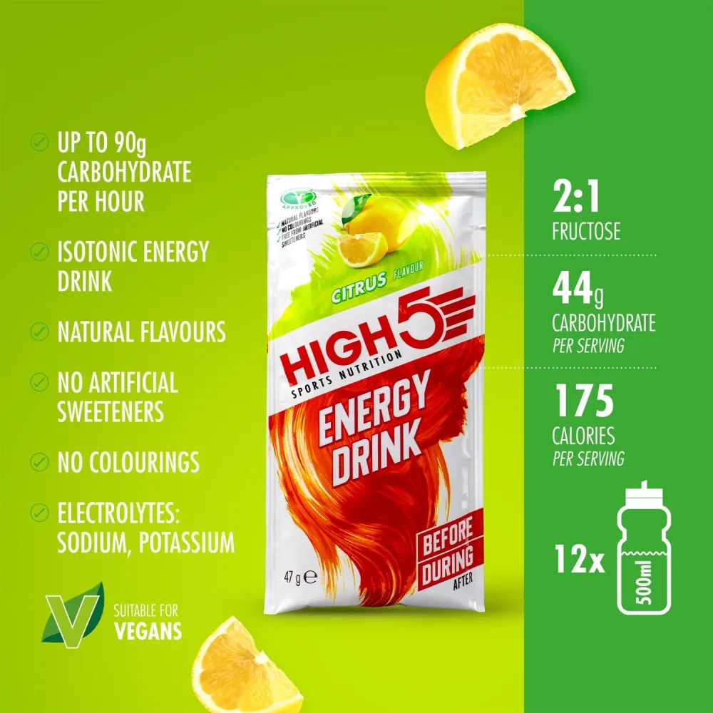 Boisson Énergétique HIGH5 ENERGY DRINK CAFFEINE HIT (47g) Citron – Image 2