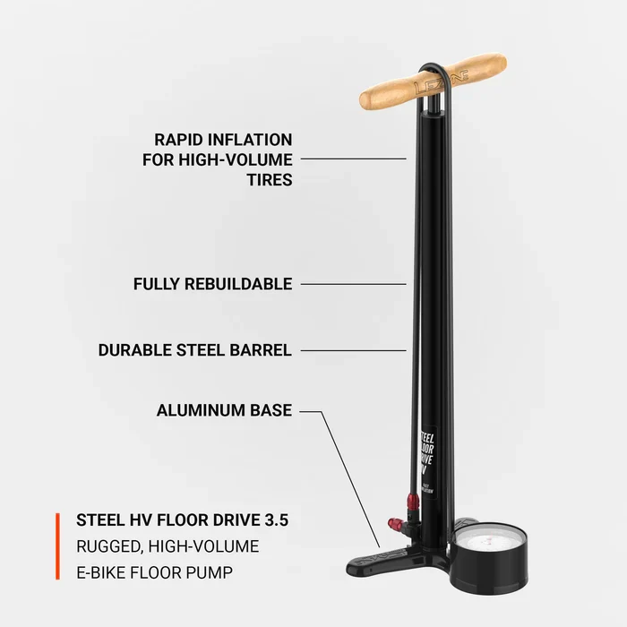Pompe à Pied LEZYNE STEEL FLOOR DRIVE 3.5 HV Gris – Image 2