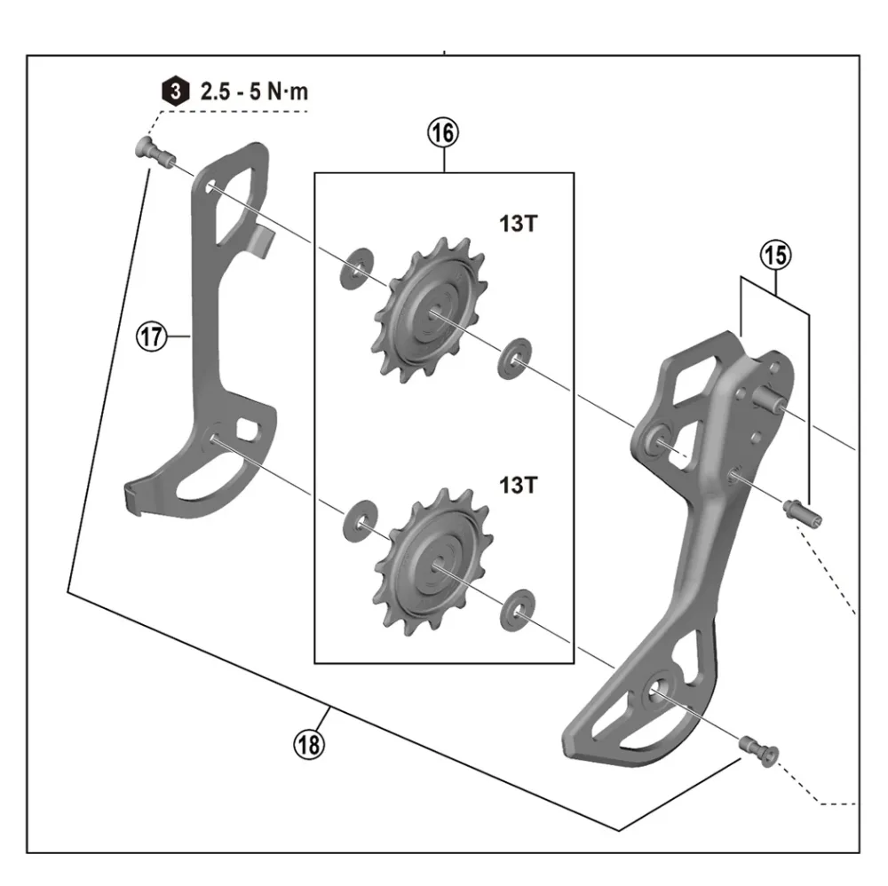 Chape et Galets de Dérailleur Arrière 12V SHIMANO XTR RD-M9250 GS