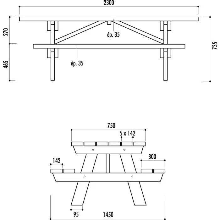 Table de Pique Nique bois Munich II – Image 2