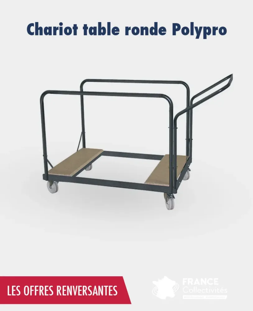 Promo 15 tables ronde 150 cm pliante polypro 1 chariot – Image 2