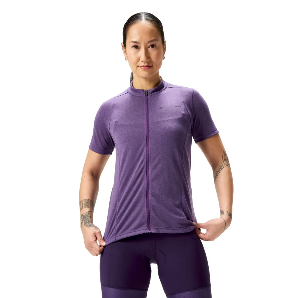 Maillot ENDURA LOOP ZIPPED Manches Courtes Femme Violet