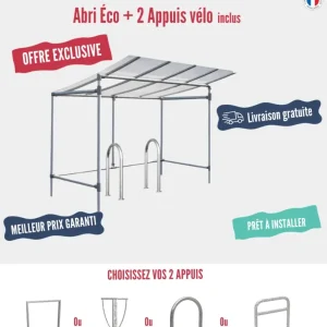 Pack abri vélos Éco + appuis au choix – 4 places Pack abri vélos Éco + appuis au choix – 4 places