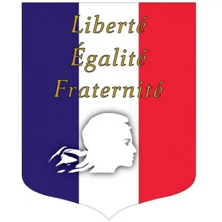 Ecusson porte-drapeaux Tricolore + Liberté Égalité Fraternité Gamme éco