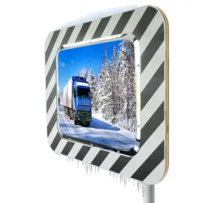 Miroir de circulation routière INOX POLI - avec dispositif ANTIGIVRE et ANTIBUÉE - Gamme Jura en bois – Image 3