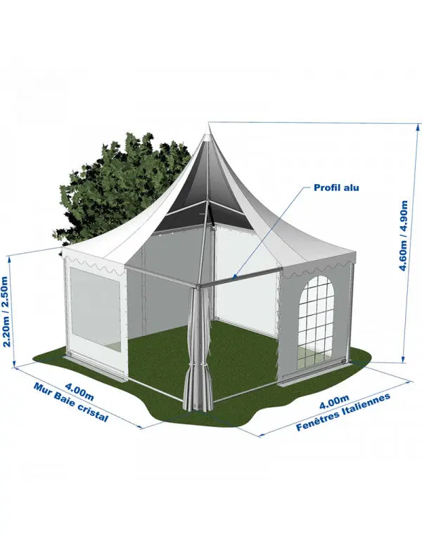 Tente Pagode alu garden 4 x 4 m toit + armature – Image 3
