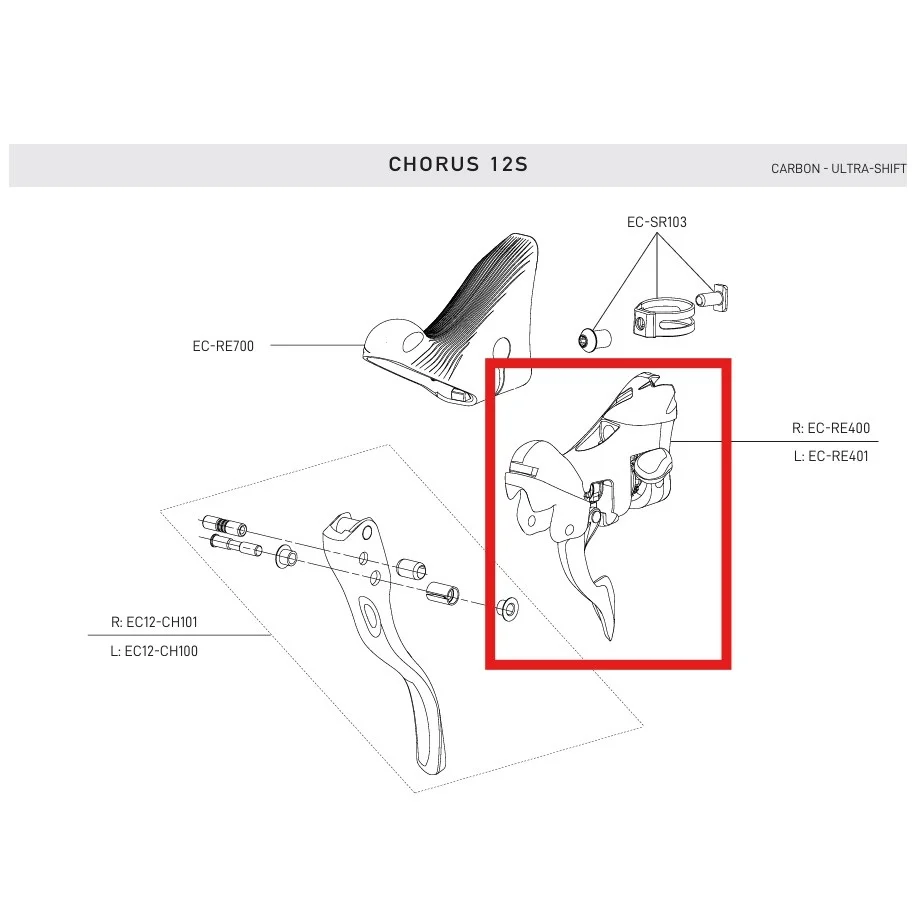 Corps de Manette Gauche CAMPAGNOLO RECORD / CHORUS 12V 2019 Frein sur Jante – Image 2