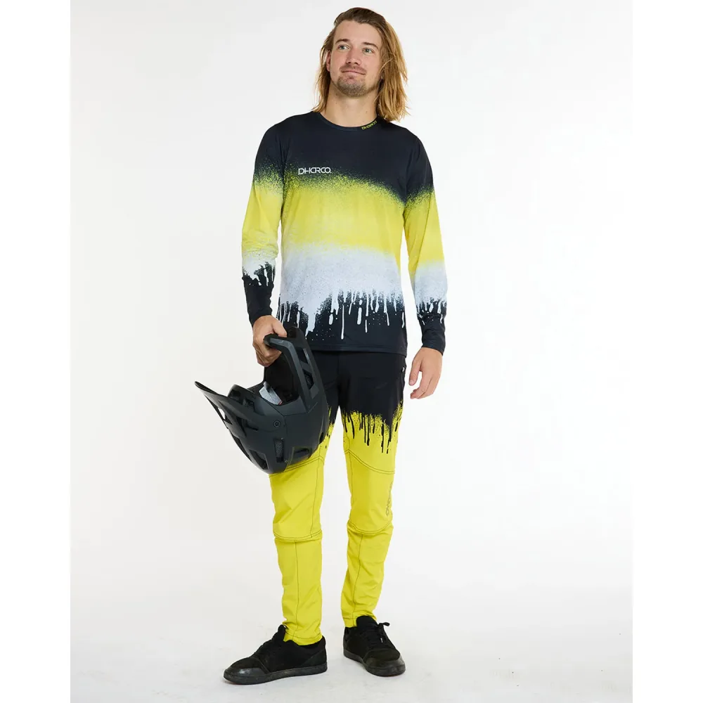 Maillot DHARCO RACE ACID RAIN Manches Longues Noir/Jaune – Image 3