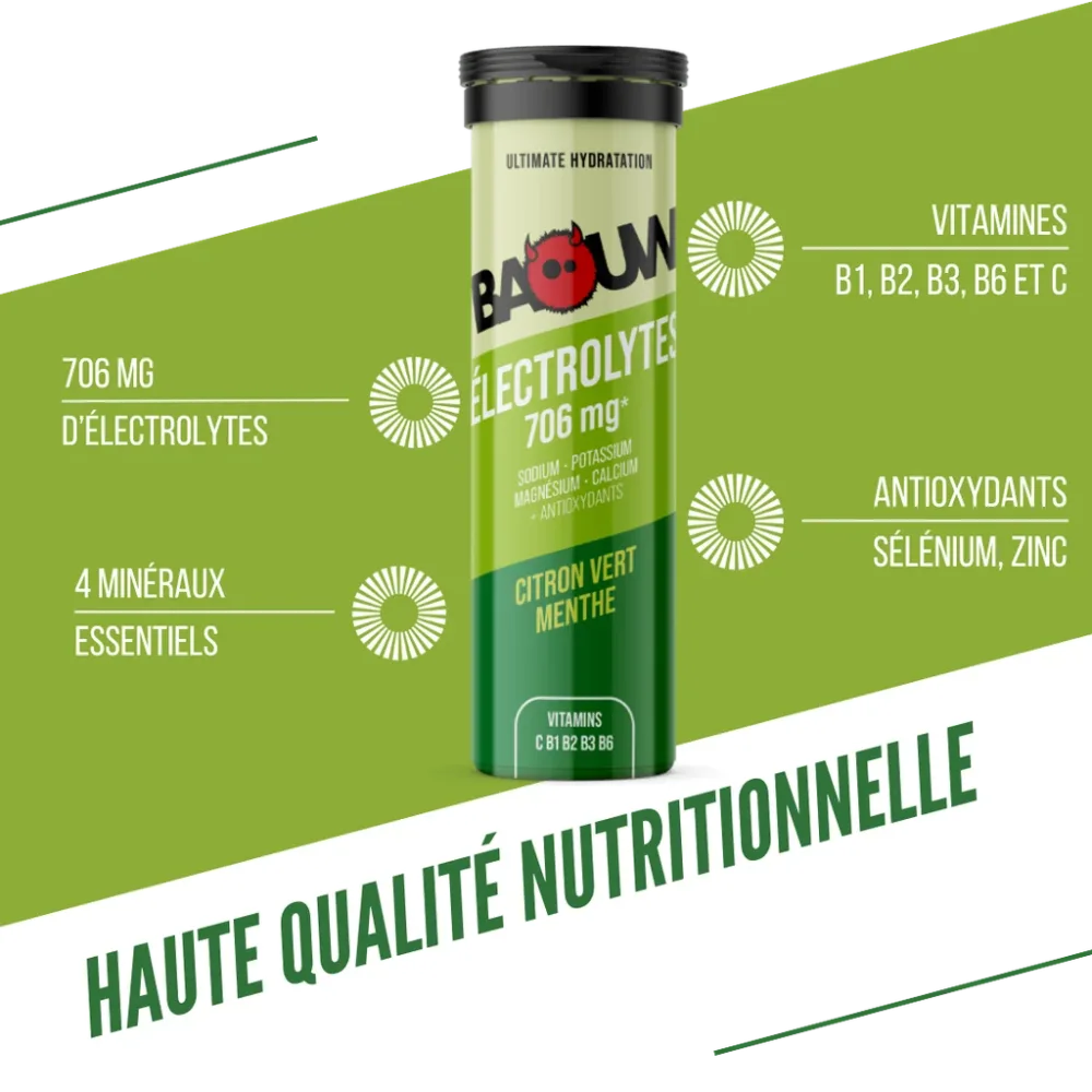 Boisson Énergétique BAOUW (Tube de 10 Pastilles) Citron Vert/Menthe – Image 2