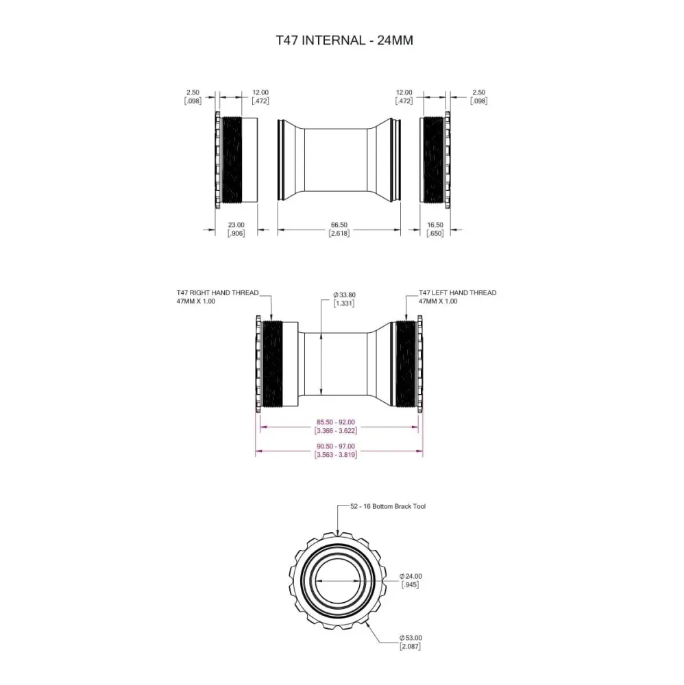 Boitier de Pédalier WOLFTOOTH T47i Interne 24mm Purple – Image 3