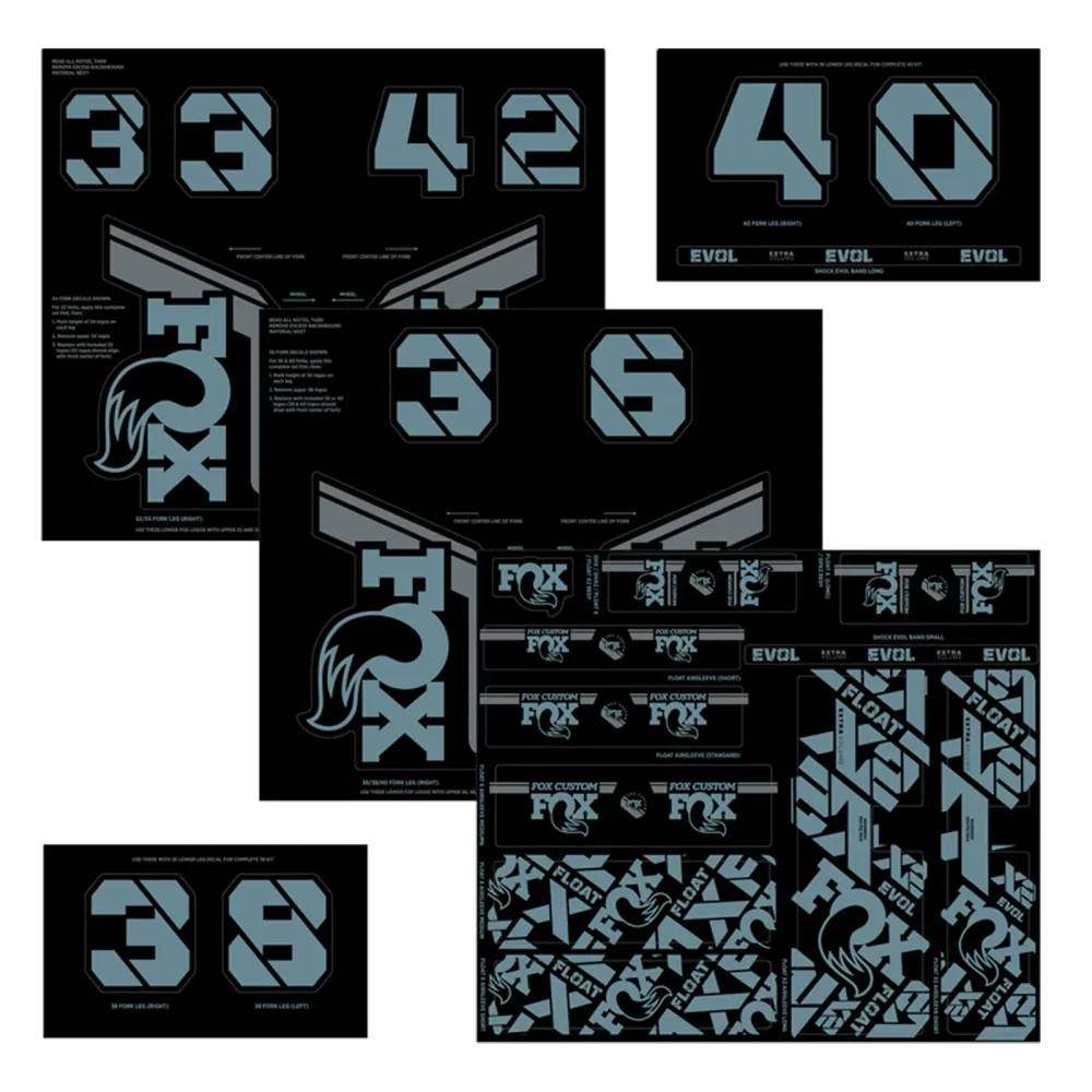 Kit Stickers FOX Fourche et Amortisseur Bleu Gris