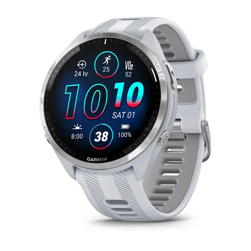 Forerunner® 965 blanche avec lunette en titane et bracelet en silicone blanc/gris Forerunner® 965 blanche avec lunette en titane et bracelet en silicone blanc/gris