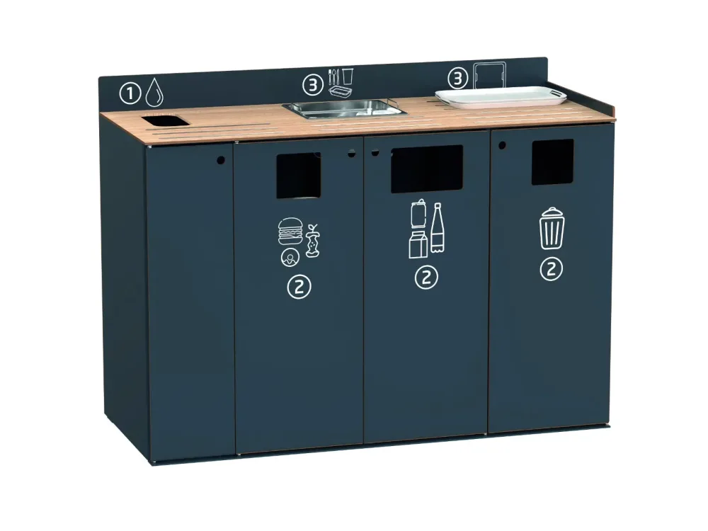 Meuble de tri et de débarrassage pour restauration compact HPL Restotri Signature
