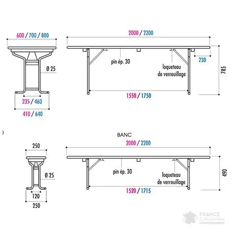 Ensemble brasserie tubulaire 200 x 80 cm – Image 2