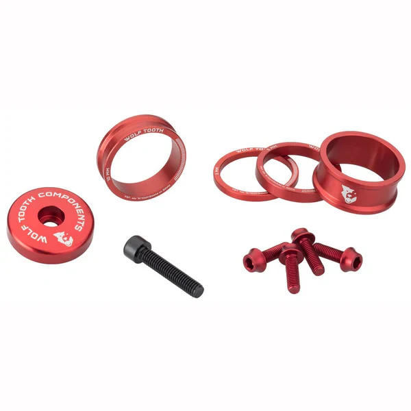 Kit Entretoises. Capot de Potence et Vis WOLFTOOTH BLING KIT Rouge