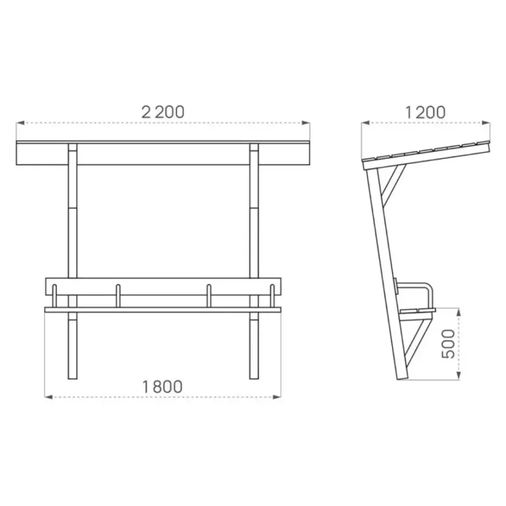 Banc en bois avec ombrelle Londre – Image 2