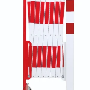barrière extensible rouge-blanc 4m avec poteau 70×70 et rouleaux barrière extensible rouge-blanc 4m avec poteau 70×70 et rouleaux