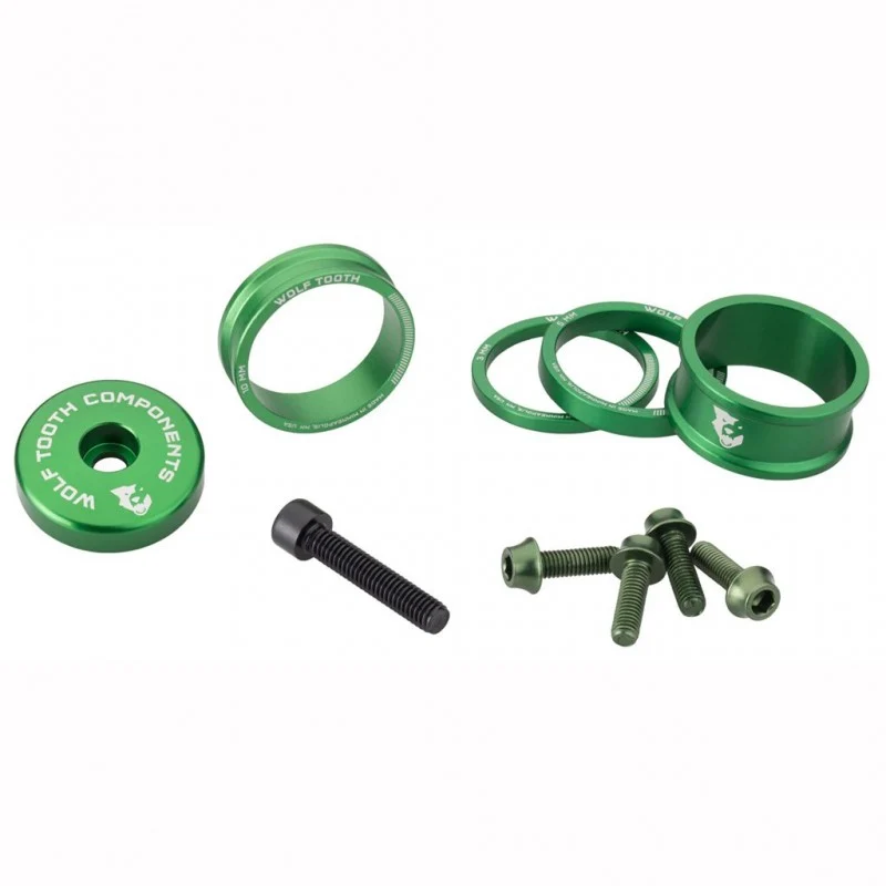 Kit Entretoises. Capot de Potence et Vis WOLFTOOTH BLING KIT Olive