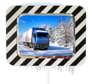 Miroir de circulation routière INOX POLI - avec dispositif ANTIGIVRE et ANTIBUÉE - Gamme Jura en bois – Image 2