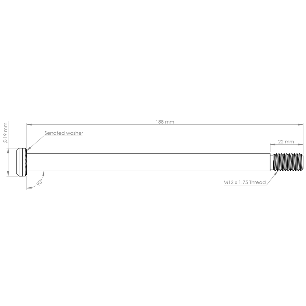 Axe de Roue Arrière BURGTEC 188mm x 12mm 1.75mm Pitch Noir – Image 2
