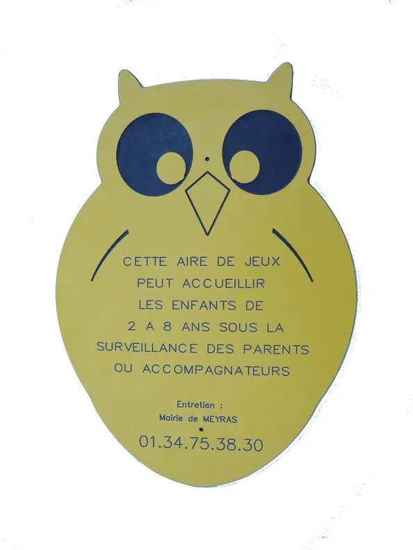 Panneau informations aire de jeux hibou