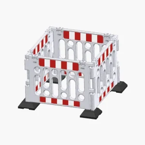 Barrière de regard grise en polypropylène 1200 x 1200 mm (lot de 4)-Avec base Barrière de regard grise en polypropylène 1200 x 1200 mm (lot de 4)-Avec base