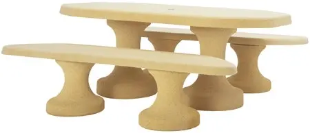 Table pique nique Ovale béton armé