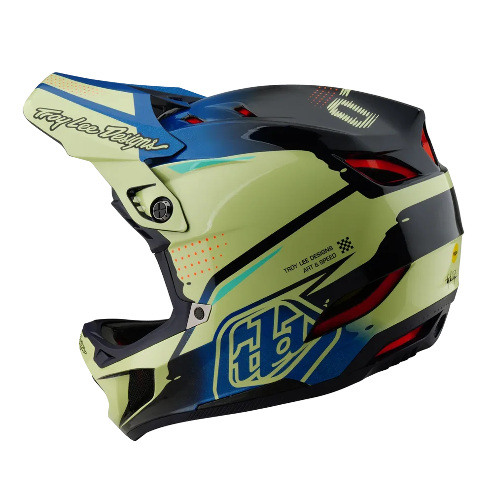 Casque VTT TROY LEE DESIGNS D4 COMPOSITE MIPS Drip Jaune – Image 2